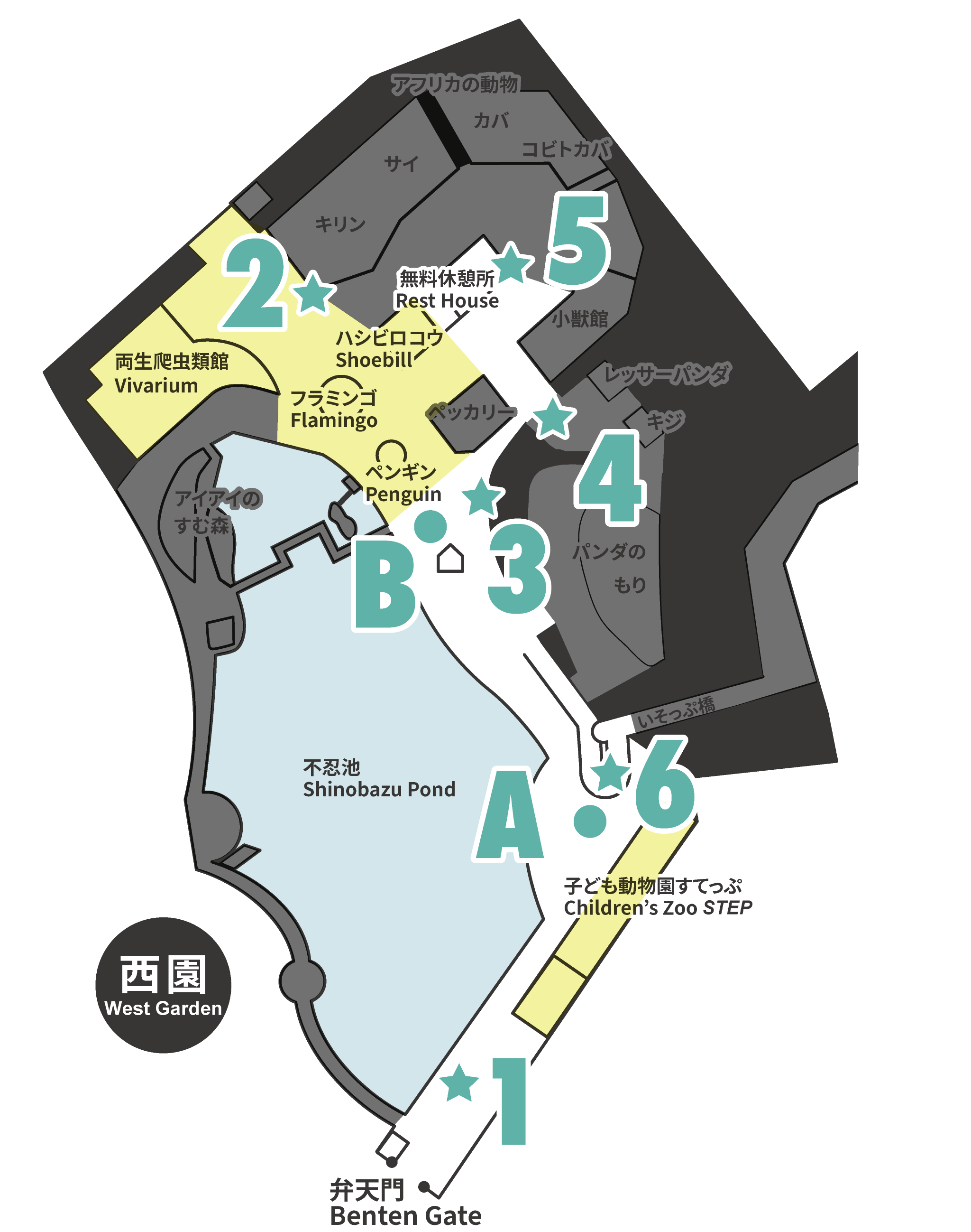 イベントの開催場所を示した上野動物園の園内マップ画像