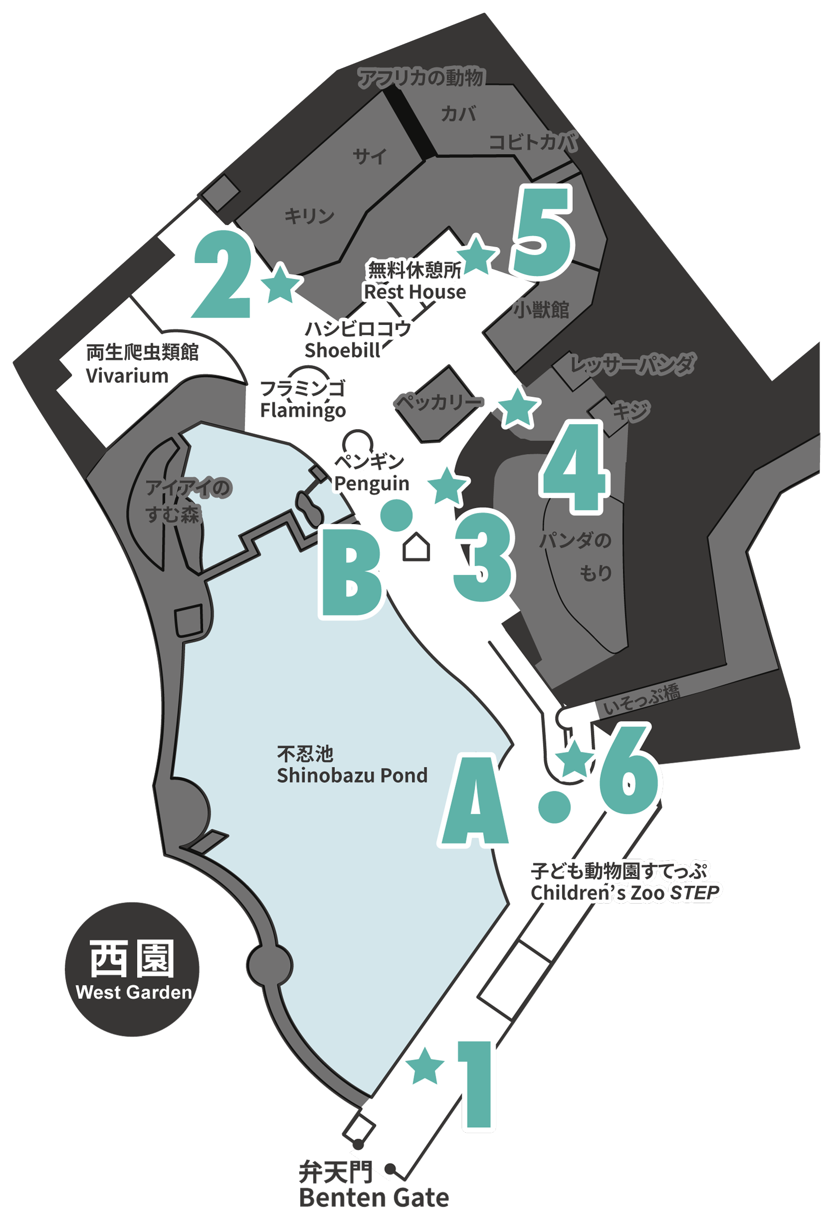 イベントの開催場所を示した上野動物園の園内マップ画像
