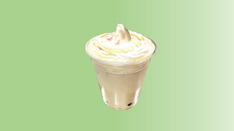 ハイイロガンのタピオカほうじ茶ラテ