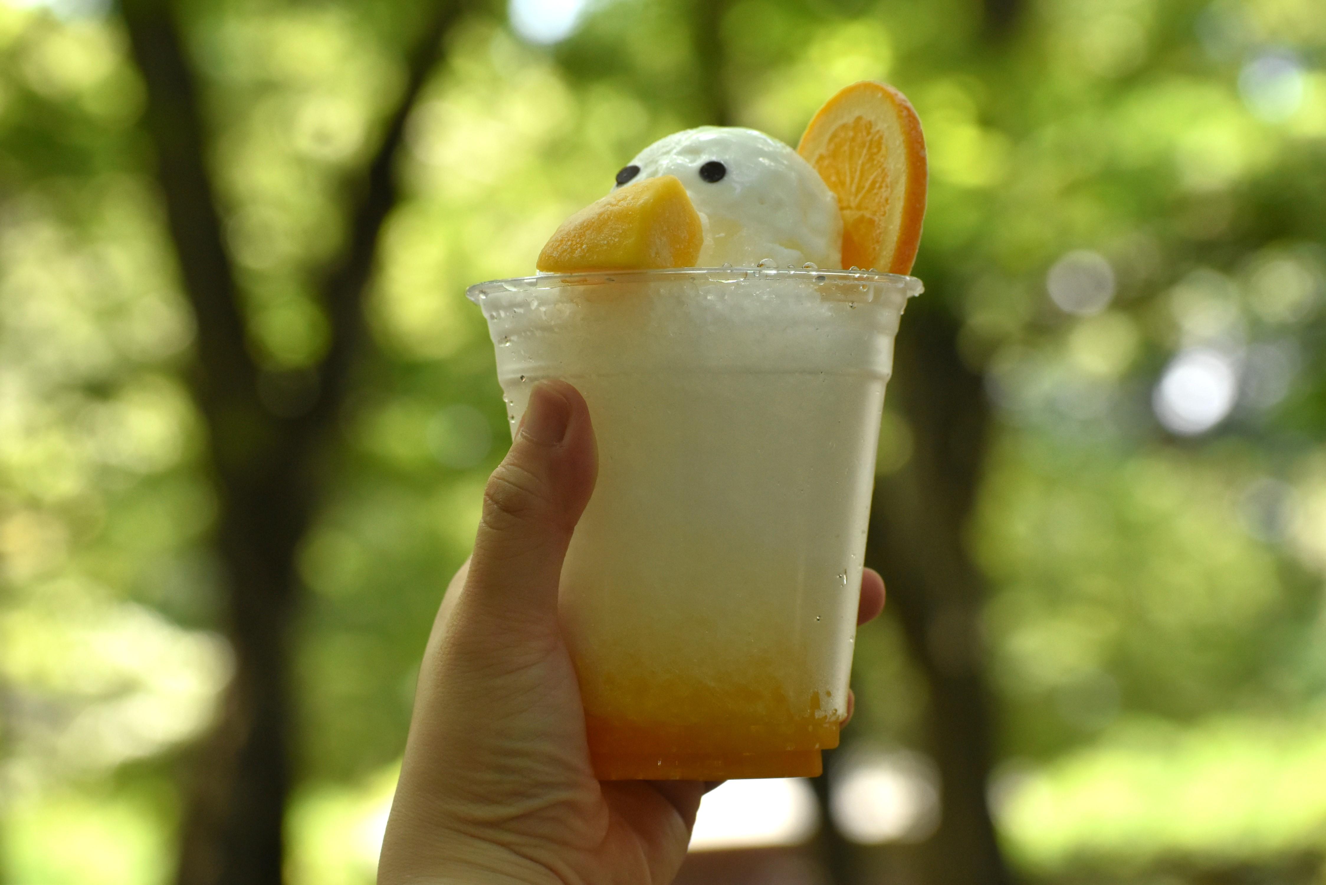Gọi Duck Mandarin Orange (với cam mùa hè) Calpis Frappé