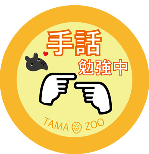 手話勉強中のバッジ