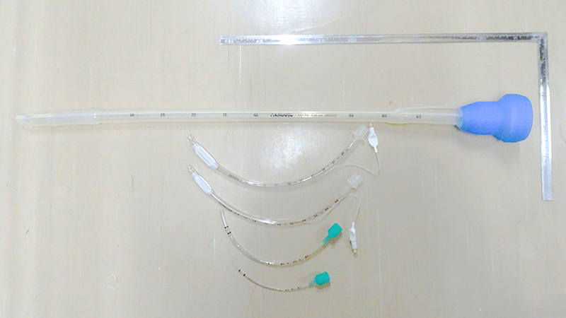 さまざまなサイズの気管内チューブ