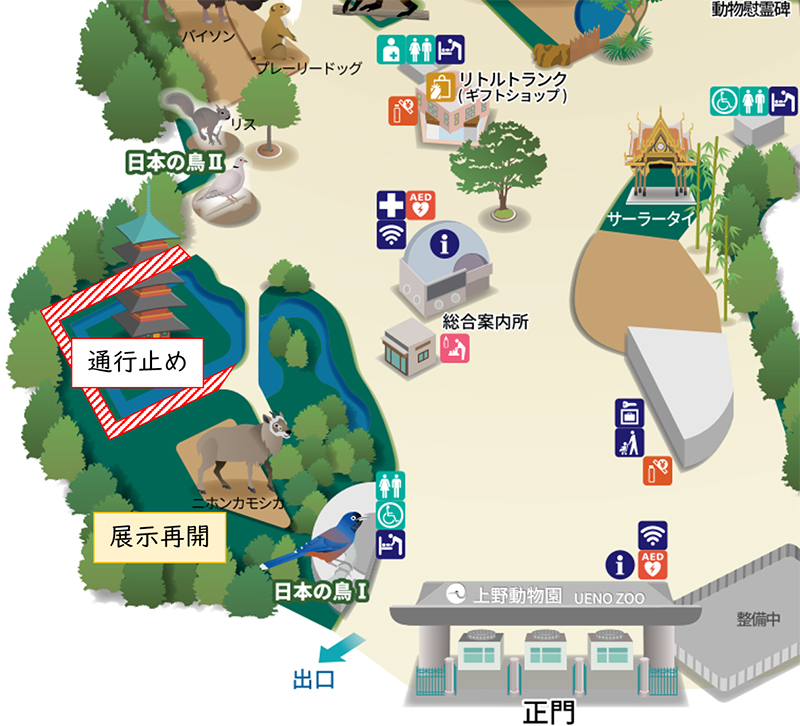 通行できなくなる園路